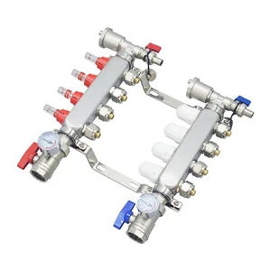 1/2" Floor Manifold Stainless Steel Radiant PEX Floor Heating Set 4 Branches - Picture 1 of 22