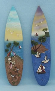 Tradewind Bay Wall Decor Polystone Plaque Mini Surfboard 3D Textured Seaside - Picture 1 of 5