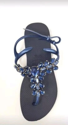 Women's Havaianas Navy Blue colour customized hand made UK size 4,5,8 - Image 1 of 3