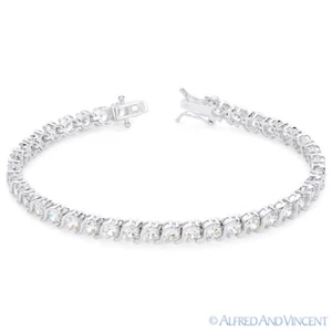 Pulsera de tenis de corte redondo cúbico de circonio circonio circular de 5 mm en plata esterlina 0,925 - Imagen 1 de 1
