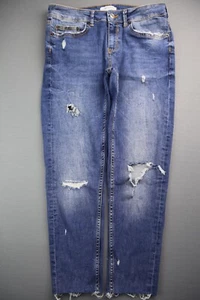 Women's Zara Jeans Skinny Distressed Crop Stretch Raw Hem Size 6 (28x24) - Picture 1 of 8