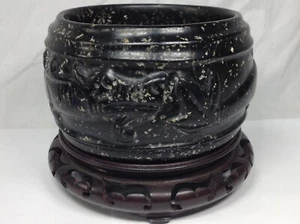 Chinese Late Qing Or 20th Century Black Jade Dragon Tube  - Picture 1 of 12