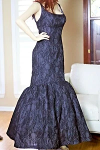 Amazing! Zac Posen Red Carpet Mermaid Black Lace Dress  Pinup Long Gown Size 8 - Picture 1 of 10
