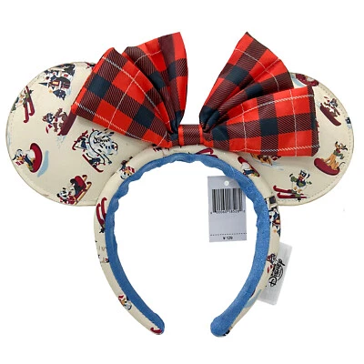 Holiday Lodge Snow Mickey Christmas Minnie Mouse Ears Disney~Parks Headband 2021 - Image 1 of 4