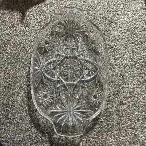 Vintage Anchor Hocking Sterne und Bars Muster geteilt Glas Relish Schale siehe Bilder - Bild 1 von 1