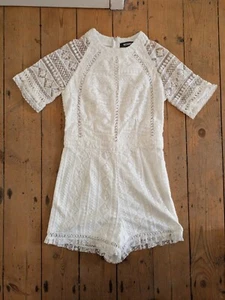 Missguided White Lace Broderie Playsuit Romper Size 12 - Picture 1 of 5