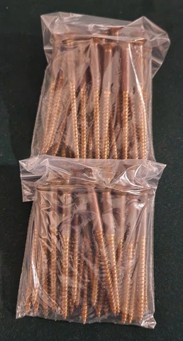 Vintage (35) Flat Round Head Bronze Wood Screws 3 1/2" #14 New old stock Cover