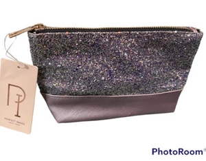 NEW PASTEL PURPLE LAVENDER GLITTER ZIP COSMETIC MAKEUP BAG POUCH - Picture 1 of 3