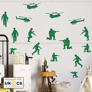 Army Wall Stickers Bedroom Art Green Toy Soldiers Children's Vinyl Art Removable