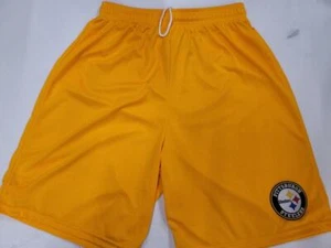 0724-7 Mens NFL PITTSBURGH STEELERS Polyester Jersey SHORTS GOLD - Picture 1 of 1