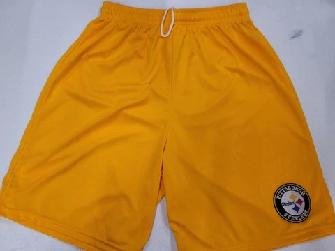 0724-7 Mens NFL PITTSBURGH STEELERS Polyester Jersey SHORTS Embroidered GOLD Cover