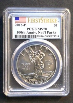 2016-P 100th Anniversary National Parks Silver Dollar - PCGS MS70 - First Strike - Image 1 of 4