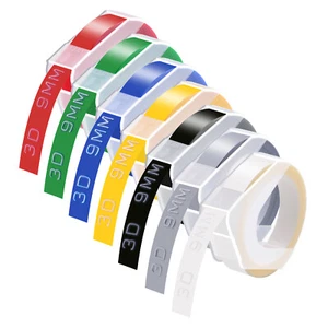 3D Emobssing Tapes For Dymo Label Maker Black Red Blue Green 9/12mm - Picture 1 of 23