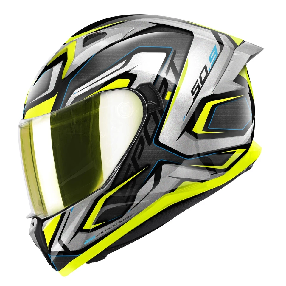 Casco Helmet Integral H50.9 Atomic Glosado Black Silver Yellow GIVI Size M - Imagen 1 de 1