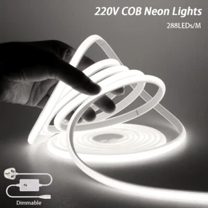 220V 240V COB tira de luz LED de neón cuerda flexible de alta densidad enchufe del Reino Unido - Imagen 1 de 34