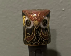 Collectible Owl Thimble: cloisonné owl thimble - Picture 1 of 5