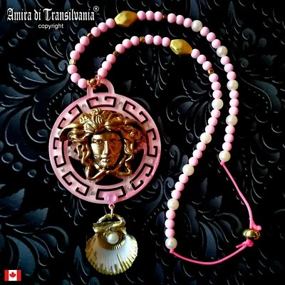 Роскошное ожерелье волшебная подвеска ювелирные изделия медуза змея ар-деко красавица эпоха раковина - Изображение 1 из 4