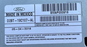 2017-18 Ford Fiesta Stereo Radio AM FM MP3 CD Player OEM P/N: D2BT-19C107-AL - Picture 1 of 4