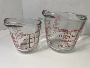 Glass Measuring Cups Anchor Hocking Glass 2 Cup & 1 Cup - Lot Of 2 - Picture 1 of 8
