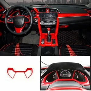 FOR HONDA Civic 10th 2016 2017-2021 ABS Red Interior Dashboard decoration trim - Picture 1 of 7