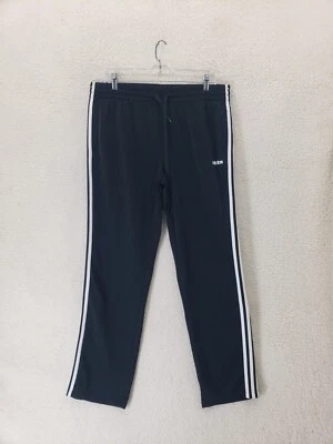 Pantalones deportivos Adidas extra grandes a rayas negras 100 % poliéster con cordón para niños Foto 1 de 4