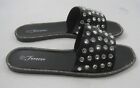 Forever black/silver stone On Toe Strap Slip On  Cool Sandal WOMEN Size 7.5