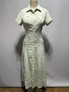 Vtg 60s 70s Old Navy Floral Short Sleeve Button Down Shirt Dress Single Stitch 6 - Picture 1 of 15