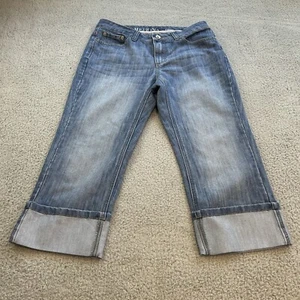 Merona Jeans Womens Size 8 Blue Regular Fit 1 Pockets Cropped Denim - Picture 1 of 13