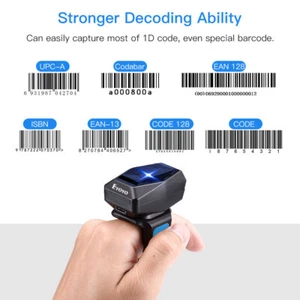Eyoyo 1D Laser Wearable Finger Ring Barcode Scanner USB Wired Reader For Windows - Picture 1 of 12