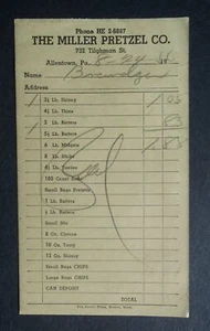 1956 The Miller Pretzel Co. 732 Tilghman St. Phone HE 2-6887 Allentown PA Lehigh - Picture 1 of 1