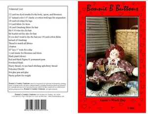 PATTERN # 800 Cloth doll pattern make 7" Annie's Wash Day sitting doll - Picture 1 of 1