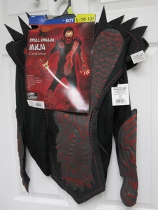 Disfraz Calavera Dragón Ninja Halloween Niño Talla L 10 12 Juego Completo 5 piezas Negro Rojo - Imagen 1 de 9