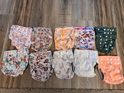Lot Of 10 Cloth Diapers Assorted Brands, Plenty Of Life Left! - Image 1 of 4