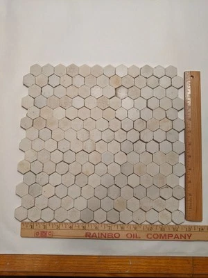 White 1" Hexagon Matte Finish Floor Tile Repair 175 PIECES 12x12 Used Floor - Image 1 of 4