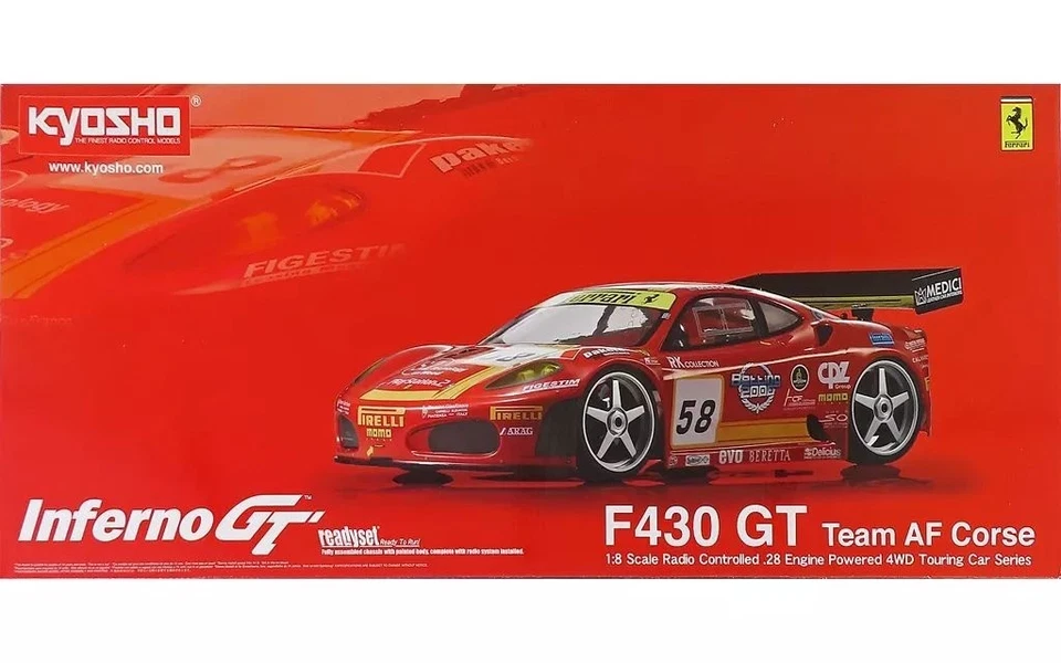 KYOSHO Ferrari Inferno GT F430 GT Team AF-Corse 1/8 scale Red Radio Control - Image 1 of 1