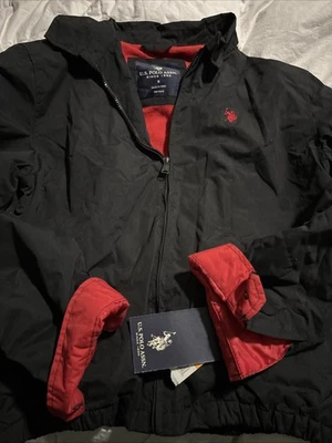 Chaqueta Polo Assn de EE. UU. Para Hombres Pequeña Negra Roja Forrada de Vellón Cremallera Completa Abrigo Clásico Foto 1 de 3