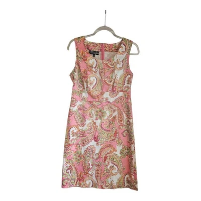 Jones New York 签名连衣裙 6 码紧身佩斯利无袖无衬里 — 第 1/4 张图片