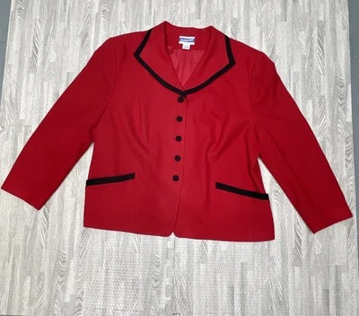 Blazer Pendleton Lana Virgen Vintage 18 W Rojo Negro Borde Clásico EE. UU. Sin Etiqueta de Talla Foto 1 de 4