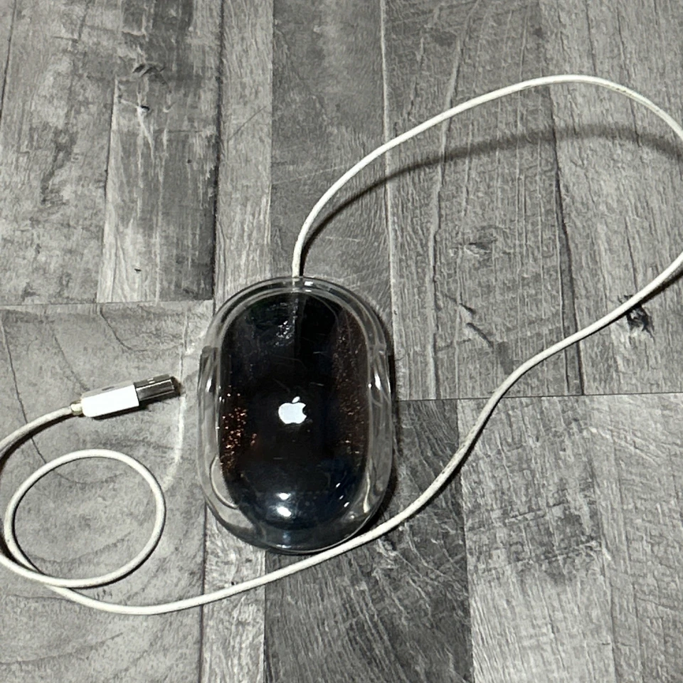 Apple Pro Mouse M5769 Wired USB Optical Mouse Tested Works Clear/Black White W4 - Image 1 of 4