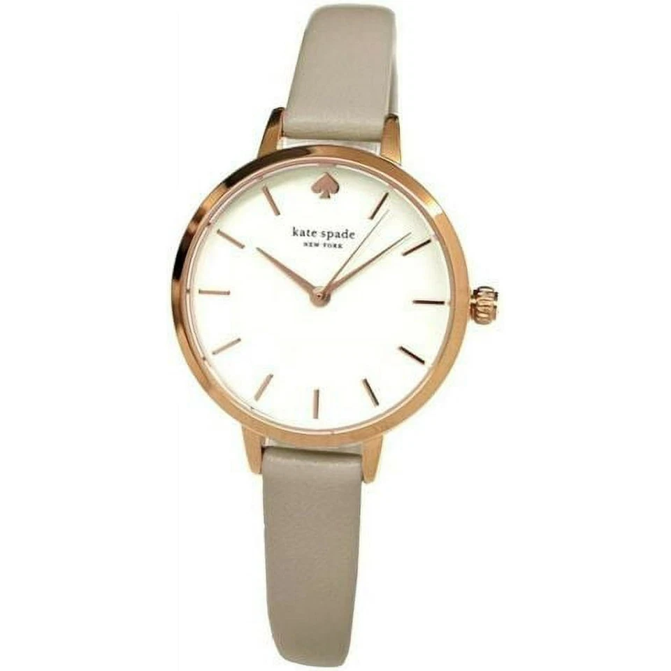 KATE SPADE METRO WOMEN'S GREY LEATHER ROSE GOLD TONE STAINLESS WATCH KSW9007 - Image 1 of 1