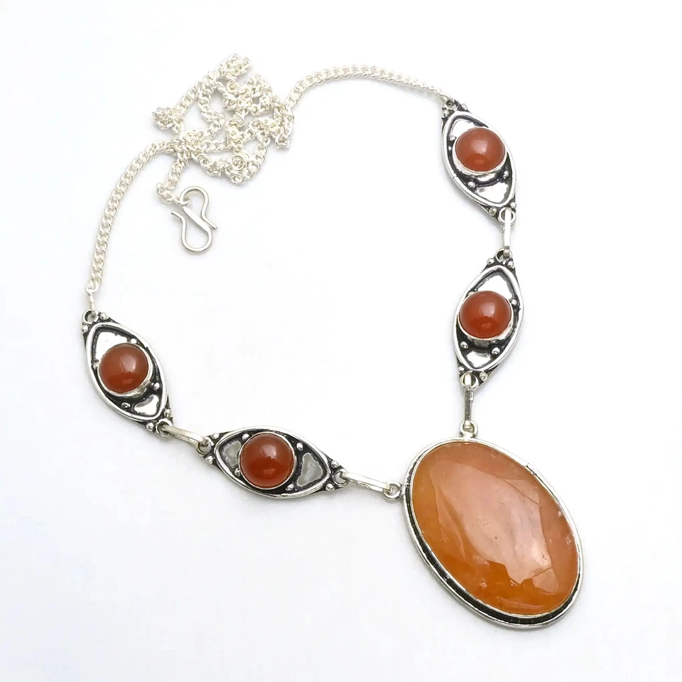 Ожерелье ручной работы с красным авантюрином сердоликом ювелирное изделие подарок 18 грамм AN 12729 - Изображение 1 из 1