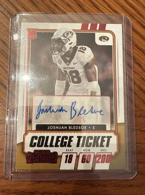 2021 Panini Contenders Draft Picks Game Ticket Red #255 Joshuah Bledsoe AU - Image 1 of 2
