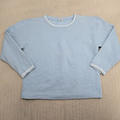 Sudadera De Colección Hanes Her Way Para Mujer Grande Azul Cuello Redondo Blanco Cepillado Vellón Foto 1 de 4