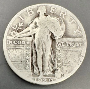 1929 Standing Liberty Quarter Silver Die Clash Strike Through Error Rare - Picture 1 of 10