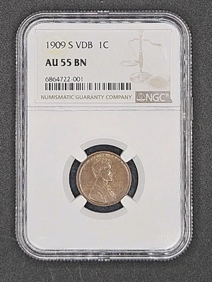 1909-S VDB Lincoln Wheat Cent | NGC AU55 - Image 1 of 4