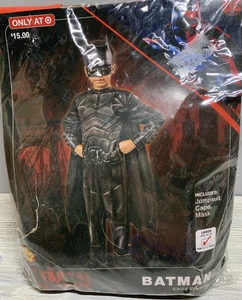 Batman Costume Youth Large 10-12 Black Jumpsuit Cape Mask DC Comics Halloween - Picture 1 of 5