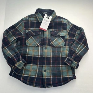Member's Mark Boys Blue Green Plaid Sherpa Lined Shacket Size 8 Medium - Picture 1 of 6