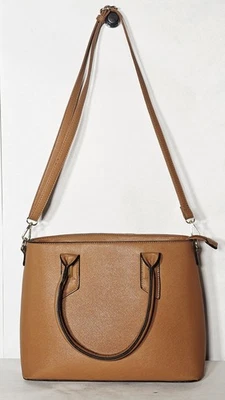 ***Bolsa satchel Isabelle marrom/caramelo (couro sintético) excelente* - Imagem 1 de 4