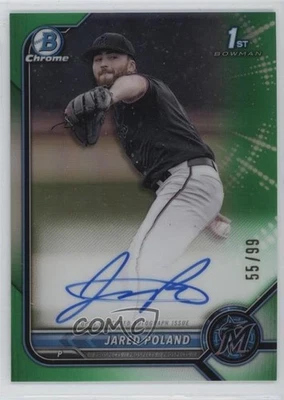 2022 Bowman Draft Chrome Pick Green Refractor /99 Jared Poland #CDA-JPD Auto - Image 1 of 2