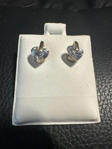 Beautiful, Elegant, Diamond Stud, Heart-Shaped Cubic Zirconia, Earrings, ￼ - Picture 1 of 10